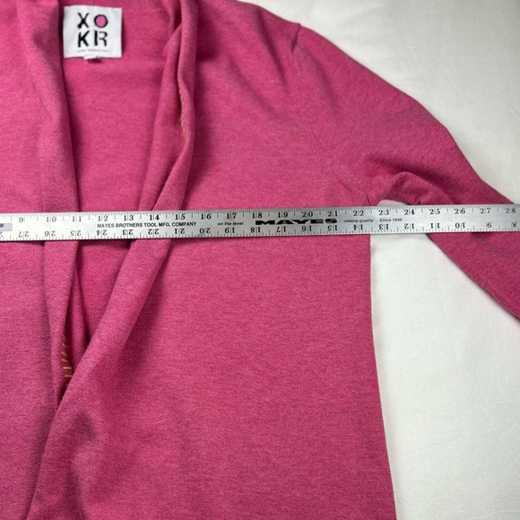 Anthropologie Kerri Rosenthal XOKR Open Front Cardigan Embroidered Heart Pink XL - Picture 8 of 9